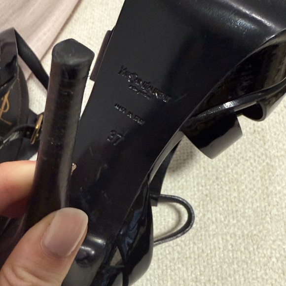 YSL Black Patent Tribute Platform Sandal - Picture 7 of 9